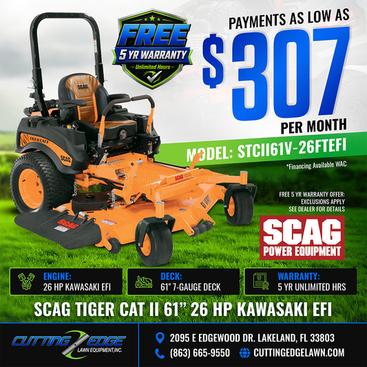 Scag Tiger Cat II 61 in Deck with 26 hp Kawasaki EFI - STCII61V-26FTEFI