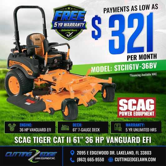 Scag Tiger Cat II 61 in Zero Turn Mower 36 HP Vanguard EFI - STCII61V-36BV