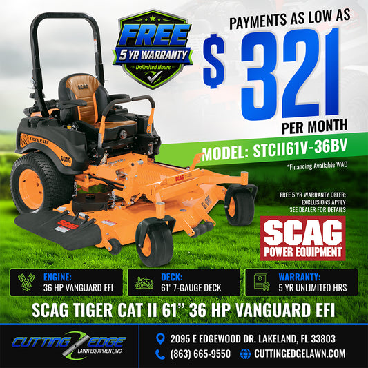 Scag Tiger Cat II 61 in Zero Turn Mower 36 HP Vanguard EFI - STCII61V-36BV