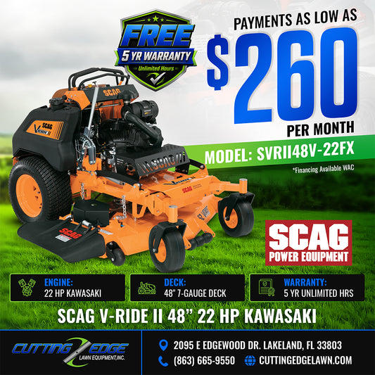 Scag V-Ride II 48 in Stand-on Mower 22 HP Kawasaki - SVRII48V-22FX