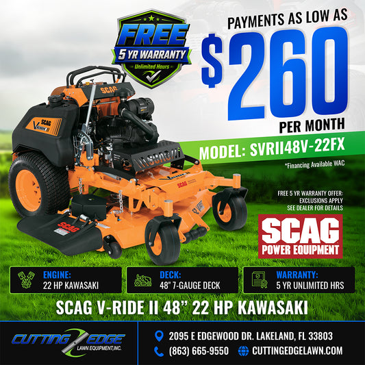 Scag V-Ride II 48 in Stand-on Mower 22 HP Kawasaki - SVRII48V-22FX