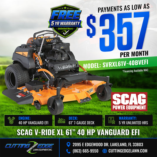 Scag V-Ride XL 61 in Stand-On Mower 40 HP Vanguard EFI - SVRXL61V-40BVEFI