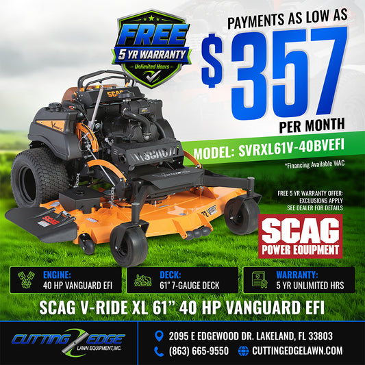 Scag V-Ride XL 61 in Stand-On Mower 40 HP Vanguard EFI - SVRXL61V-40BVEFI