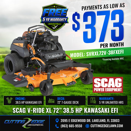 Scag V-Ride XL 72 in Stand On Mower 38.5 HP Kawasaki EFI - SVRXL72V-38FXEFI